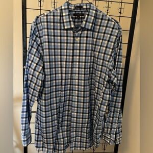 Banana Republic men’s long sleeve button down blue plaid shirt XL